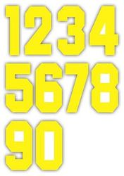 Nažehlovací čísla na dresy sada - žlutá výška 15 cm